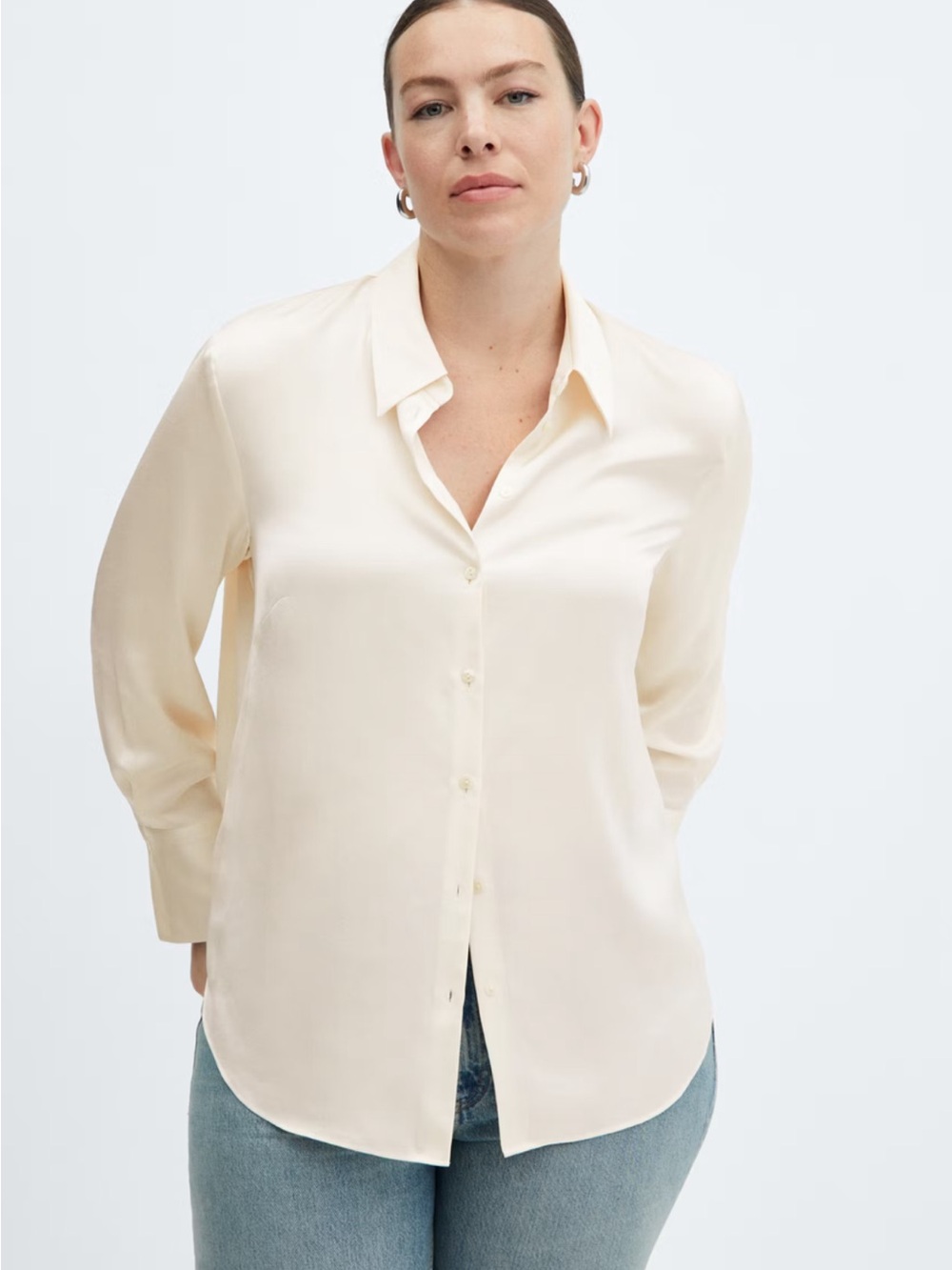 Mango Satin Finish Flowy Shirt.
